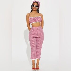 Alexis 3 Piece Capri Pant Set - Red/combo